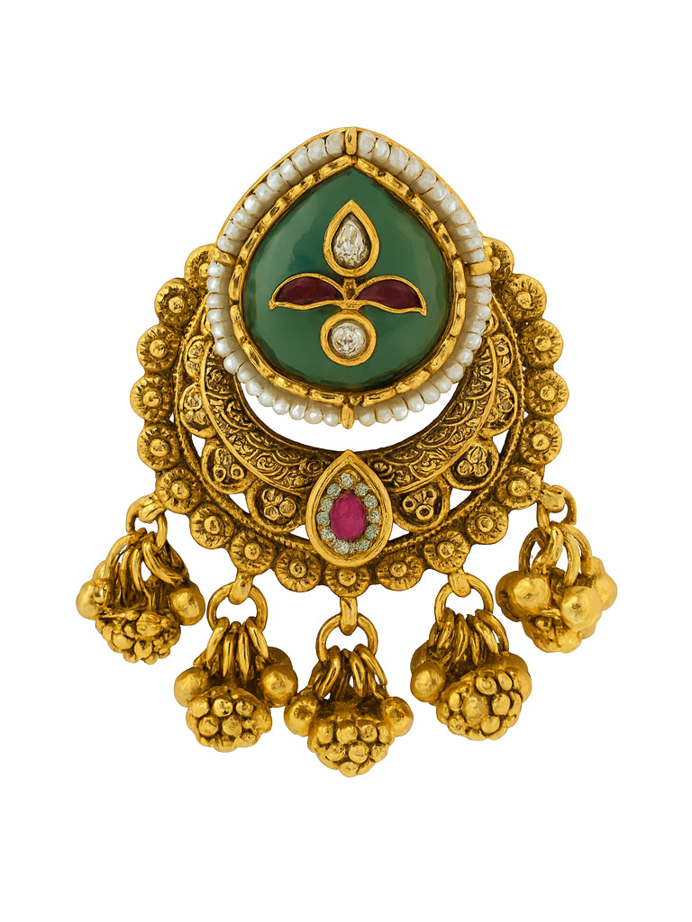 Aanura Gold-Plated Ruby Green Heritage Ring