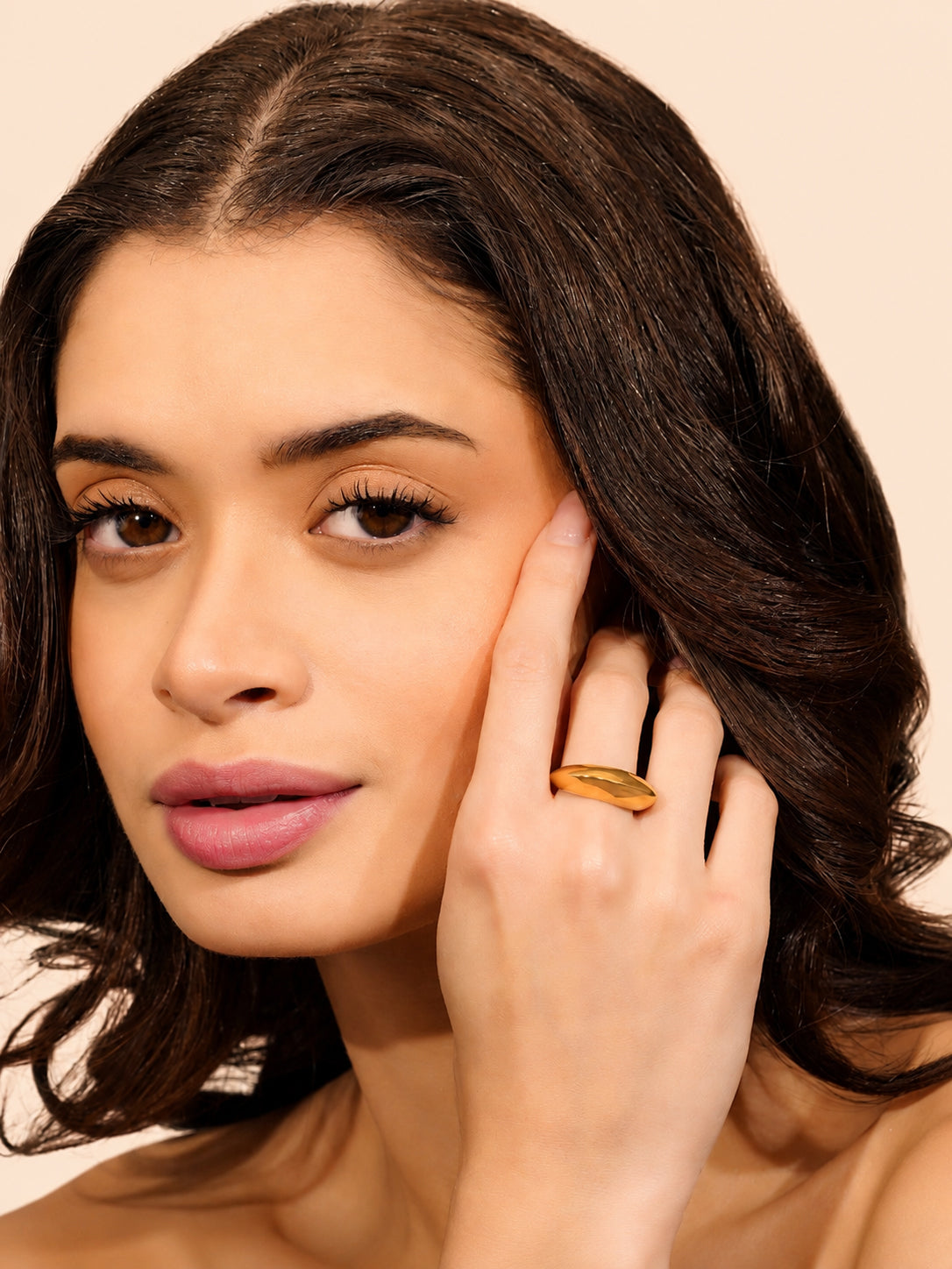 18K Gold Plated Sculpted Dome Anti-Tarnish Waterproof Ring