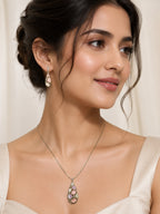 Aanura Pink Lavender Teardrop Necklace & Earrings