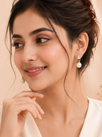 18k Gold-Plated Crystal Pearl Dangle Earrings