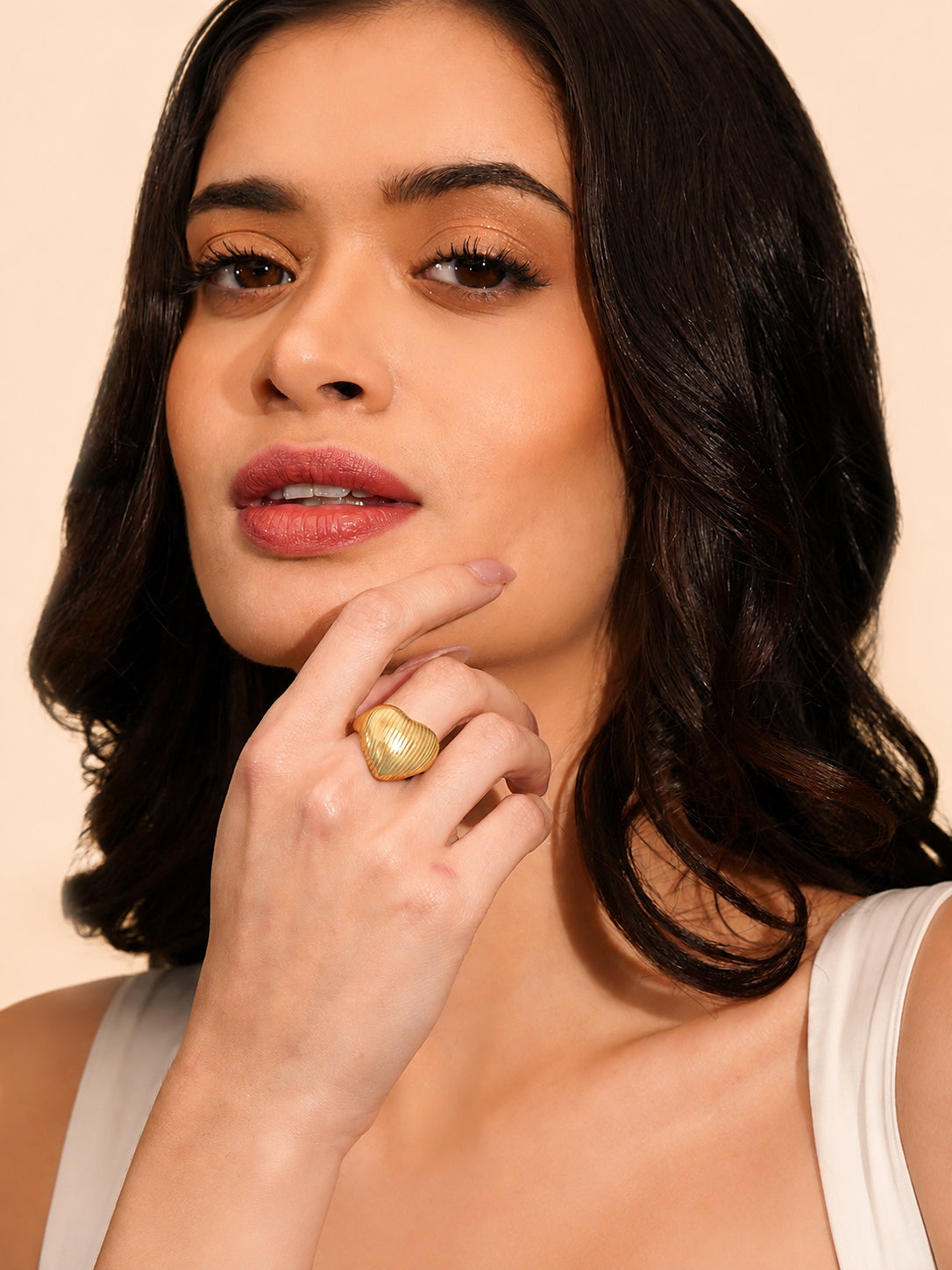 18K Gold Plated Wave Design Anti-Tarnish Waterproof Ring