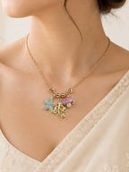 Aanura Ocean Charm Gold Necklace with Starfish, Shell & Coral