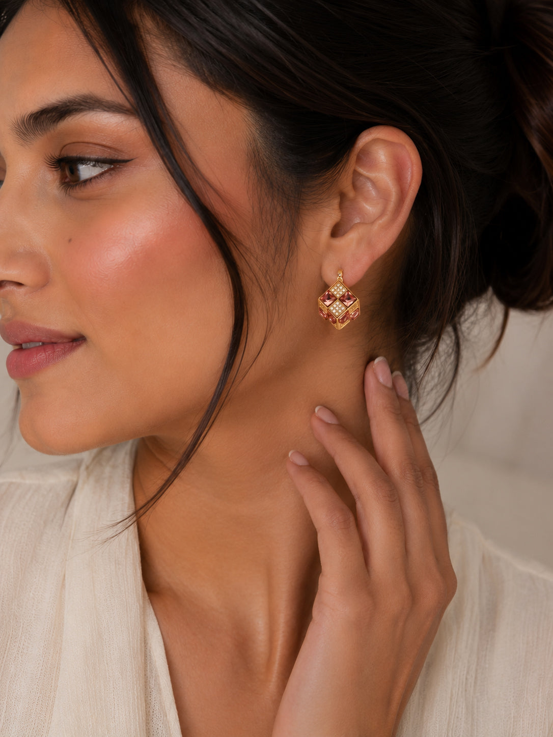 Aanura Gold Plated Cubic Crystal Earrings