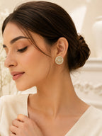 Sunburst Halo CZ Stud Earrings in 18K Gold Plating