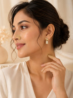 18k Gold Plated Crystal Lock Drop Stud Earrings