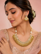 Aanura Antique Gold Kundan Choker Necklace Set