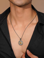 18K Gold & Rhodium-Plated Dual-Tone Compass Waterproof Stainless Steel Chain