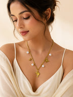 Dolphin & Pearl Charm Necklace with 18K Gold Plating