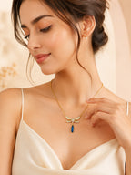 18K Gold Plated Blue Wing Teardrop Necklace