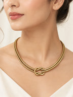 Aanura Gold Knot Statement Necklace – Stainless Steel