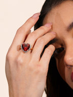 18K Gold Plated Halo Oval Anti-Tarnish Waterproof Ring