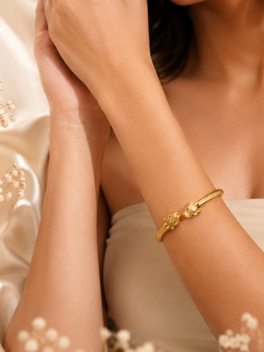 Aanura Twin Panther Rope C cuff Bracelet