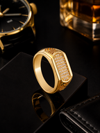 Aanura 18K Gold-Plated American Diamond Ring For Him
