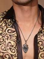 Rhodium-Plated Lion Pendant Waterproof Stainless Steel Chain for Men