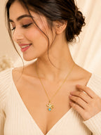 Starfish Charm Necklace with Blue Enamel in 18K Gold Plating