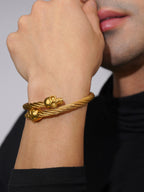 18K Gold-Plated Skull Cuff Waterproof Hypoallergenic Steel Bracelet