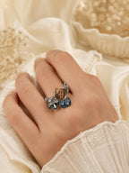 18K Gold-Plated Cushion-Cut Gemstone Ring – Anti-Tarnish & Waterproof