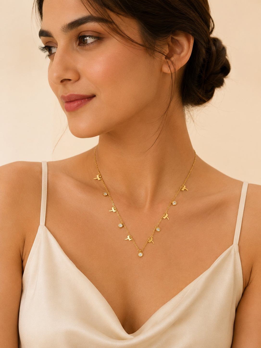 18K Gold Plated Bird Charm Crystal Necklace