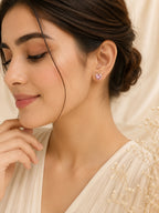 18K Gold Plated Anti-Tarnish Pink Heart Stud Earrings