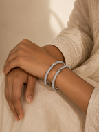 Aanura Diamond Halo Silver Bracelet