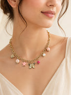 Aanura Gold Charm Necklace with Butterfly & Beads