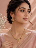 Aanura Gold Plated Sunburst Necklace Set