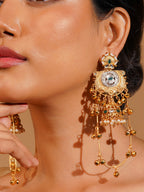 Aanura Gold Plated Temple Statement Earrings