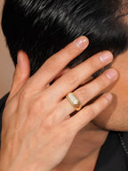 Aanura 18K Gold-Plated American Diamond Ring For Him