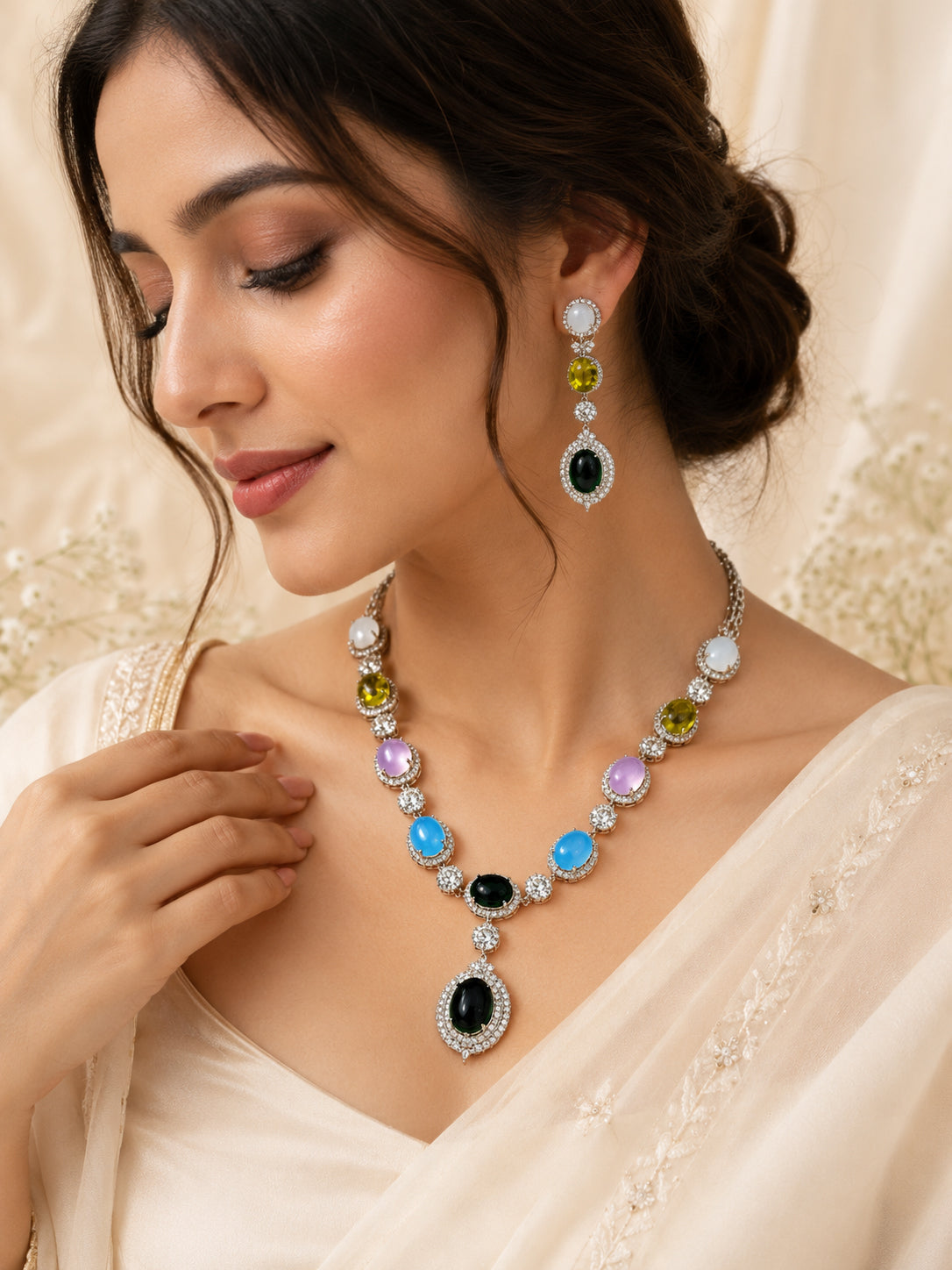 Aanura Multi-Colored Gemstone Necklace Set