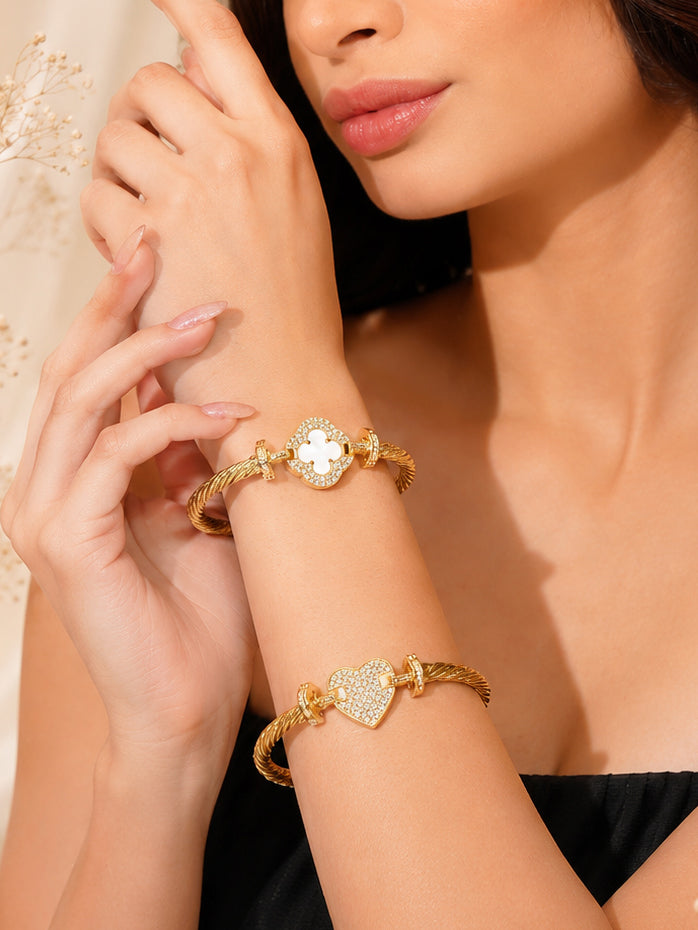 Aanura Luxe Clover Lock Statement Bracelet