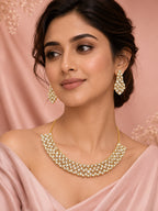 Aanura Grand Kundan Choker Necklace with Earrings