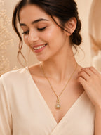 Vertical Bar Crystal Pendant Necklace with 18K Gold Plating