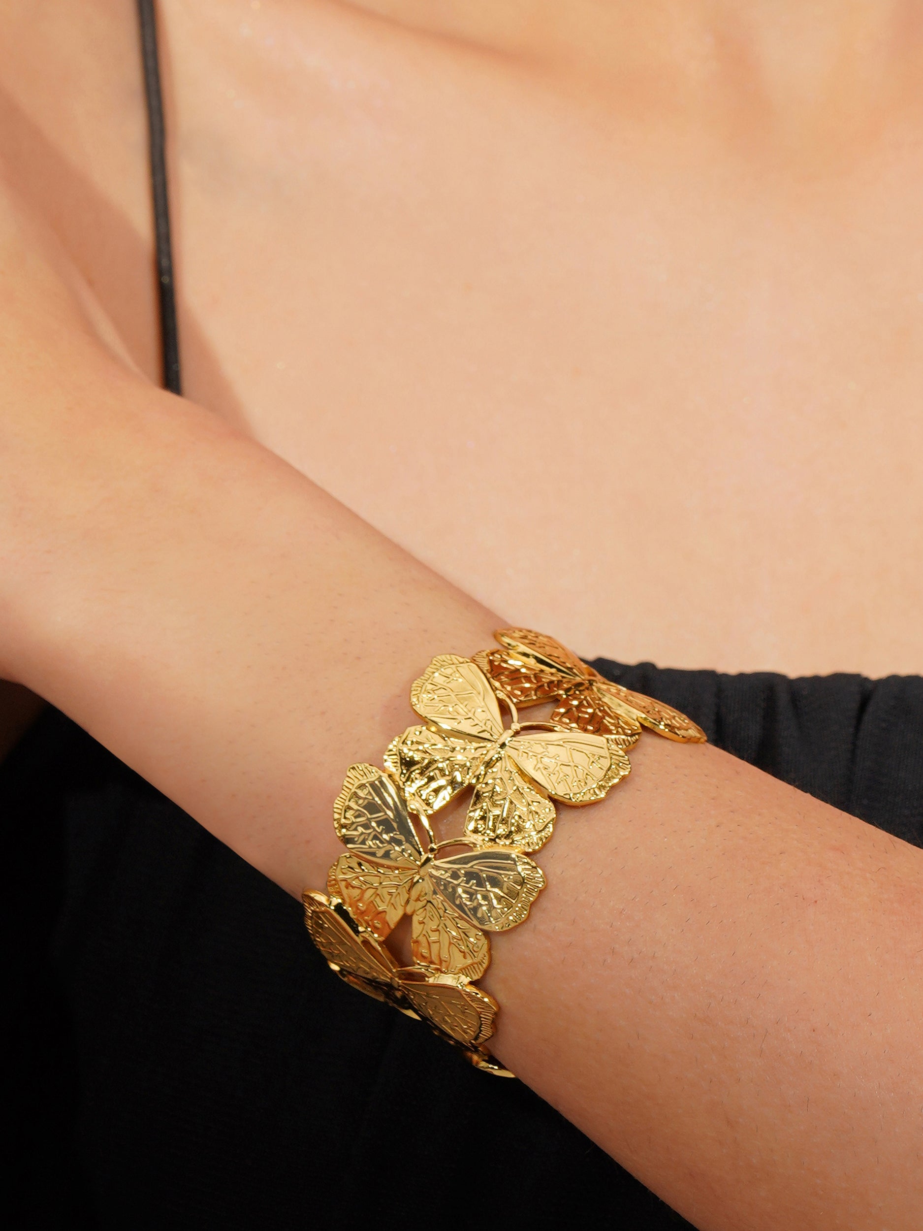 Aanura Golden Butterfly Cuff Bracelet