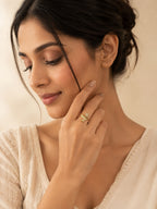 18K Gold Plated Tarnish-Resistant Deer Flower Crystal Ring