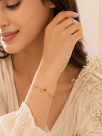 18K Gold Plated Clover Stone Charm Adjustable Bracelet