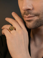 18K Gold Tree Anti-Tarnish Waterproof Ring For Men