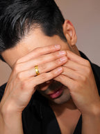 Aanura 18K Gold-Plated Roman Numeral Band Ring For Men's