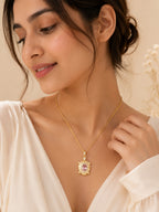 18K Gold Plated Pink Turtle Crystal Necklace