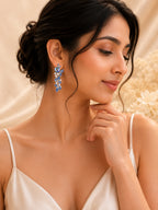 Aanura Blue Sapphire Leaf Cascade Earrings