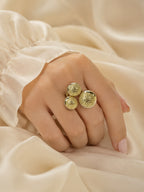 18K Gold-Plated Triple Disc Textured Ring – Anti-Tarnish & Waterproof
