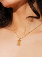 Aanura Geometric Grid Pendant Necklace