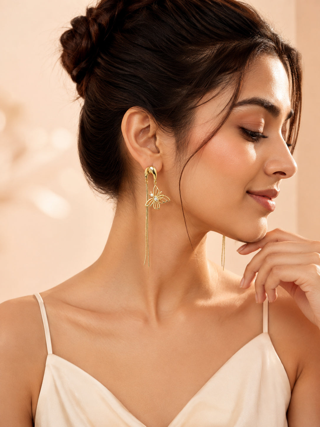 Aanura Butterfly Tassel Drop Earrings