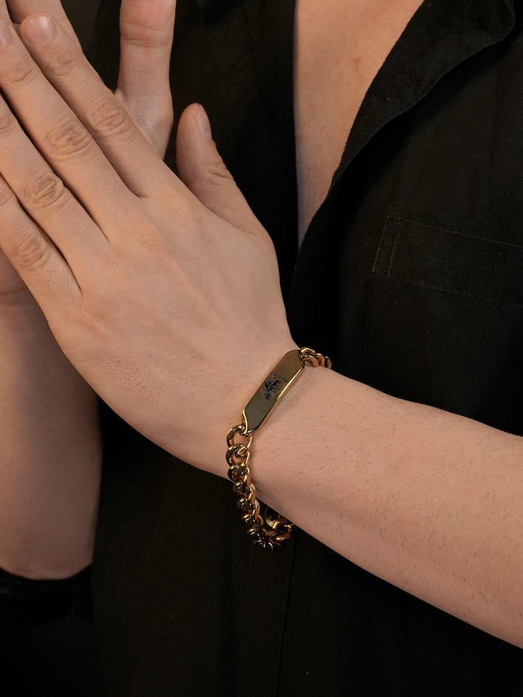 18K Gold Plated Anti Tarnish Waterproof ID Plate Band
