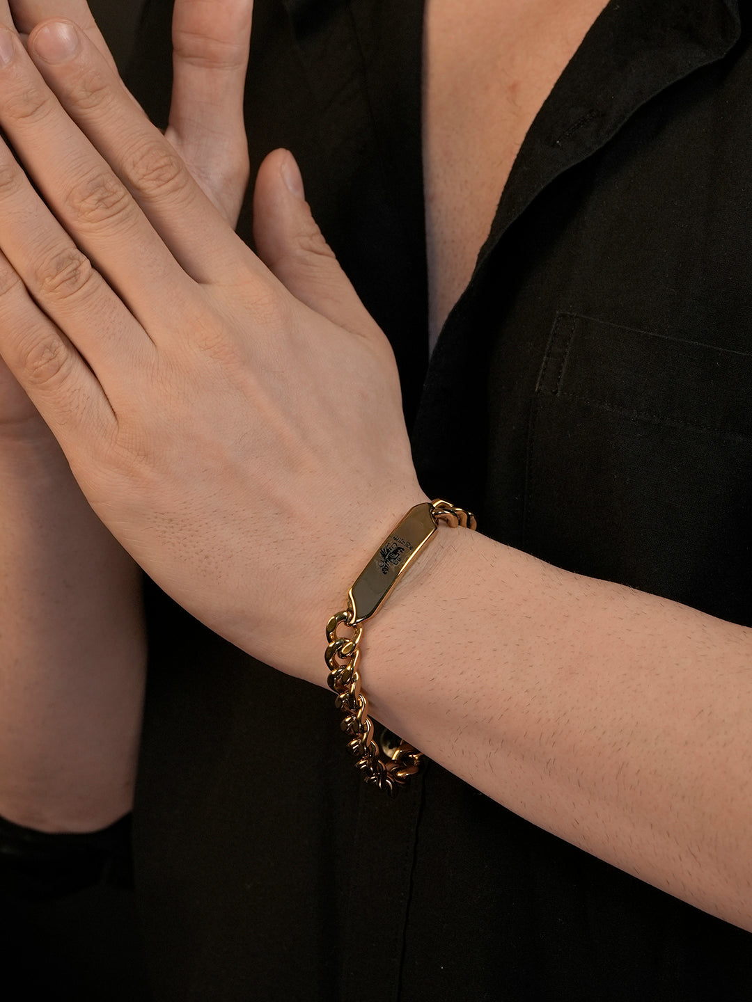 18K Gold Plated Anti Tarnish Waterproof ID Plate Band