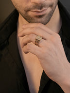 18K Gold CZ Square Anti-Tarnish Waterproof Ring