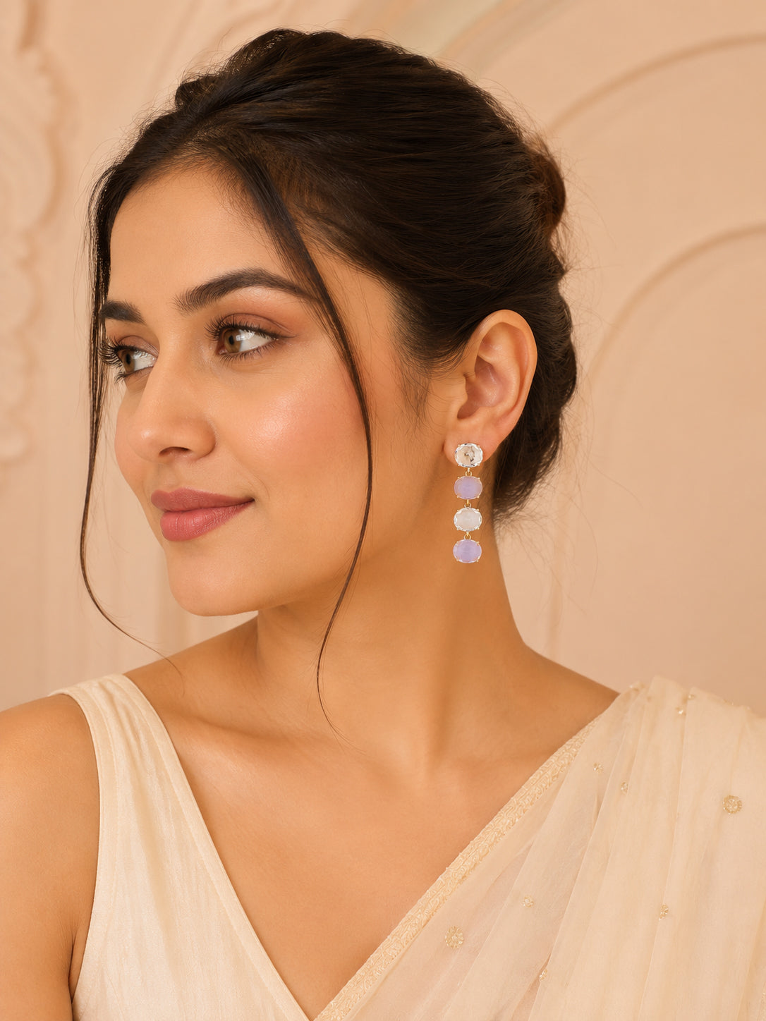 Aanura Aqua Blue & Clear Stone Drop Earrings