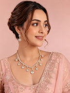 Aanura Teardrop Gold Necklace Set with Stone Earrings