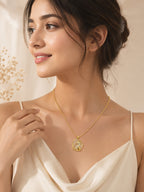 Crystal Cat Charm Necklace with 18K Gold Plating