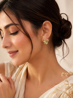 18K Gold Plated Green Baguette Heart Stud Earrings