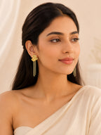 Aanura Golden Floral Tassel Earrings